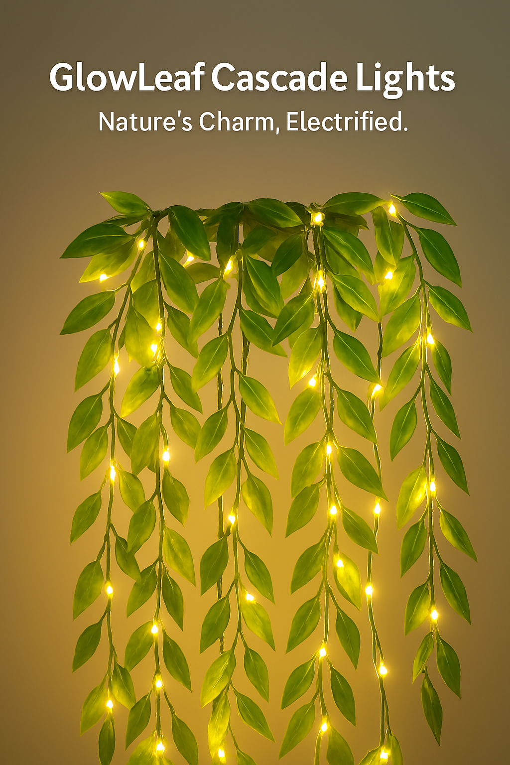 Enchanting 11ft Round Leaf LED Curtain Lights – Warm Yellow Glow