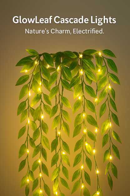Enchanting 11ft Round Leaf LED Curtain Lights – Warm Yellow Glow