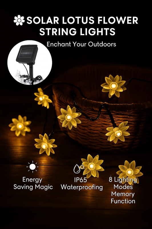 Solar Lotus Flower String Lights