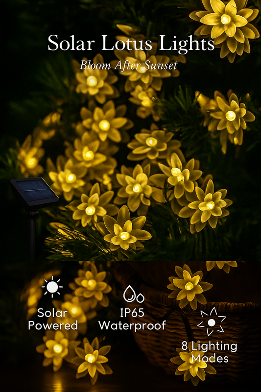 Solar Lotus Flower String Lights