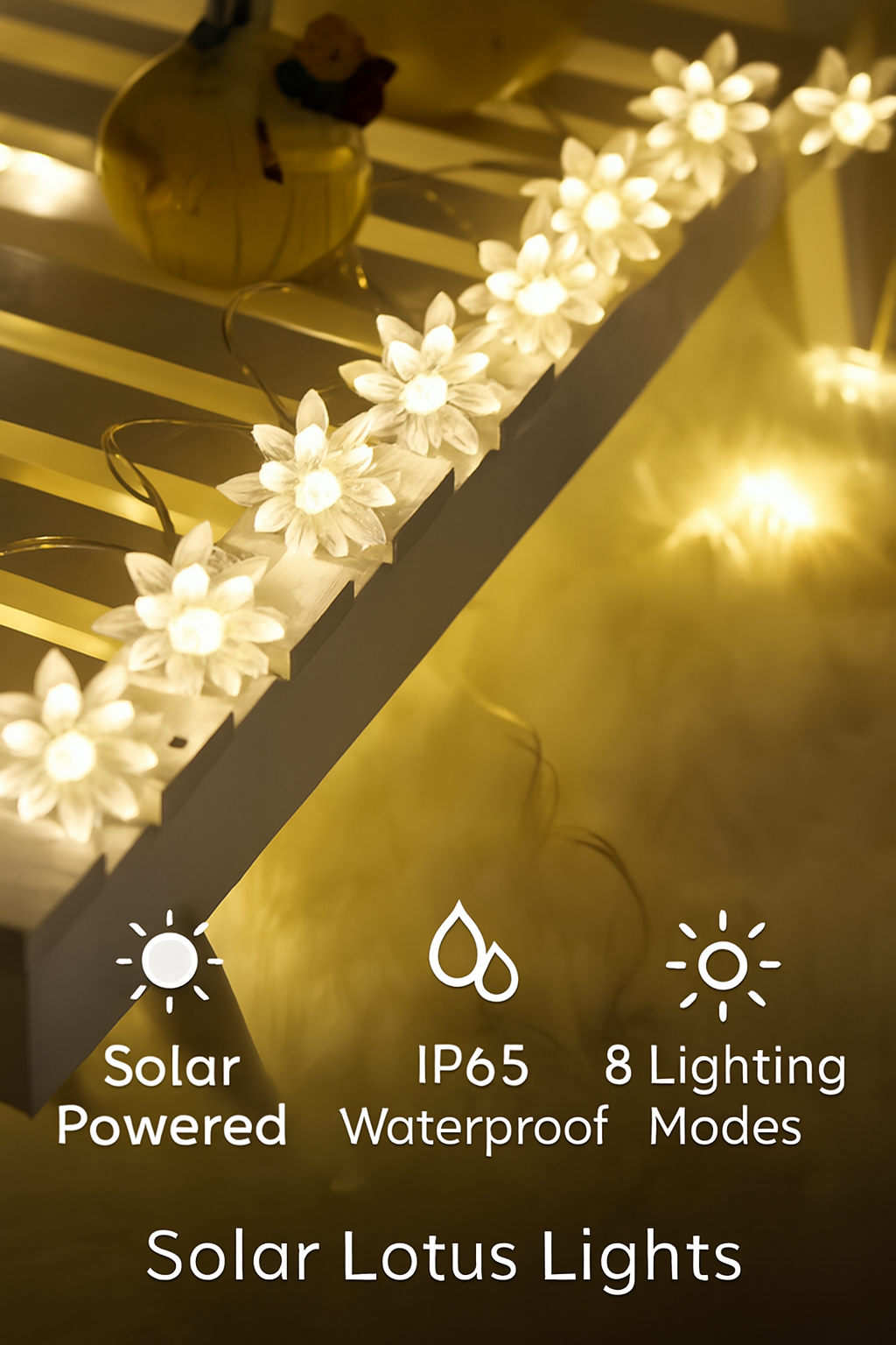 Solar Lotus Flower String Lights